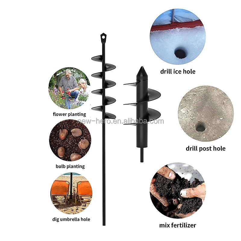 Garden Auger Spiral Drill Bit Flower Planter Bulb HEX Shaft Drill Auger Farm Yard Gardening Bedding Planting Hole Digger Tool