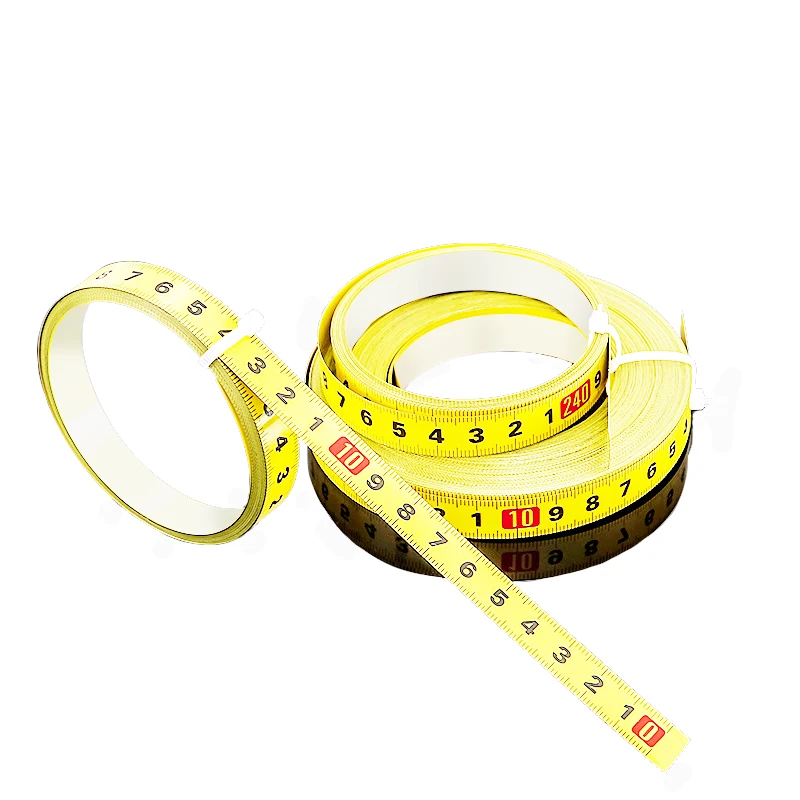 Self-Adhesive Measuring Tape Table Saw Steel Ruler 1M-5M Yellow White Strong Sticky Fastpad Standard Reverse Measuring Tape