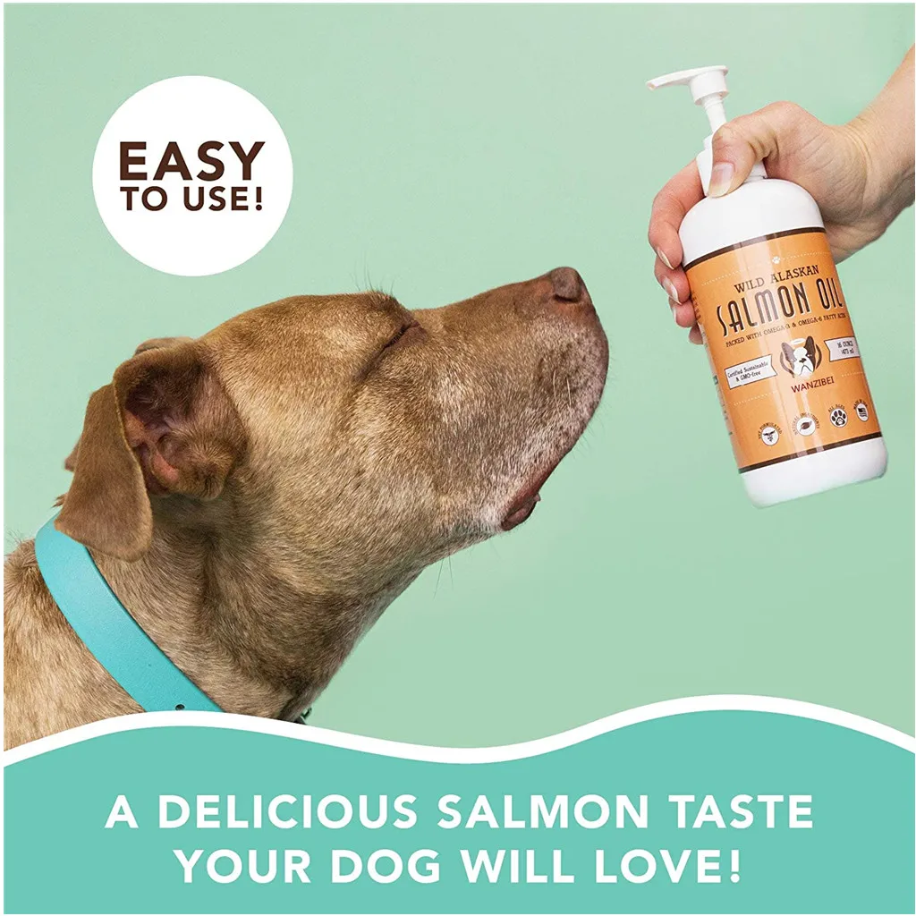 Wild Alaskan Salmon Oil and Omega 3 for dog  support Heart Health, Joint Function, and Skin & Coat