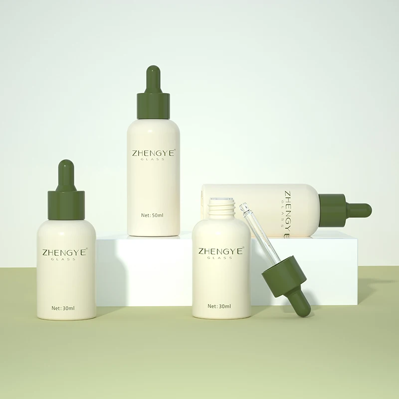 Luxury Custom Round Shape 30ml 50 ml Cosmetic Hair Oil Squeeze Glass Face Serum Essential Oil Dropper Bottle For Oil