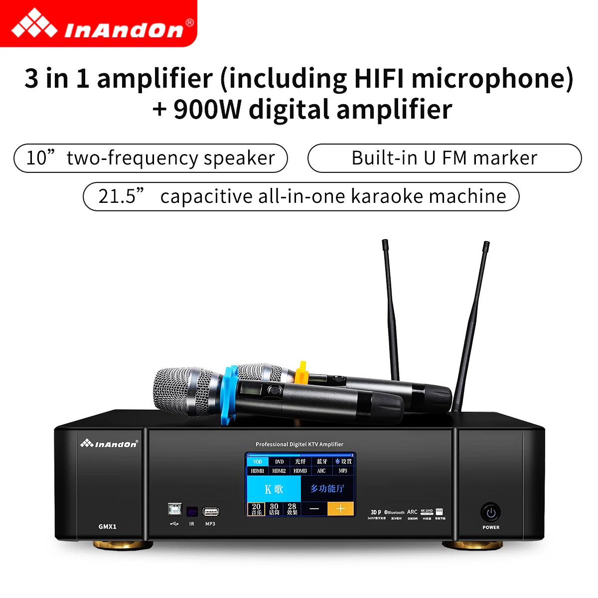 Karaoke Player Machine 6T InAndOn Touch Screen Karaoke System Professional Speaker Amplifier Wireless Microphone Karaoke Set