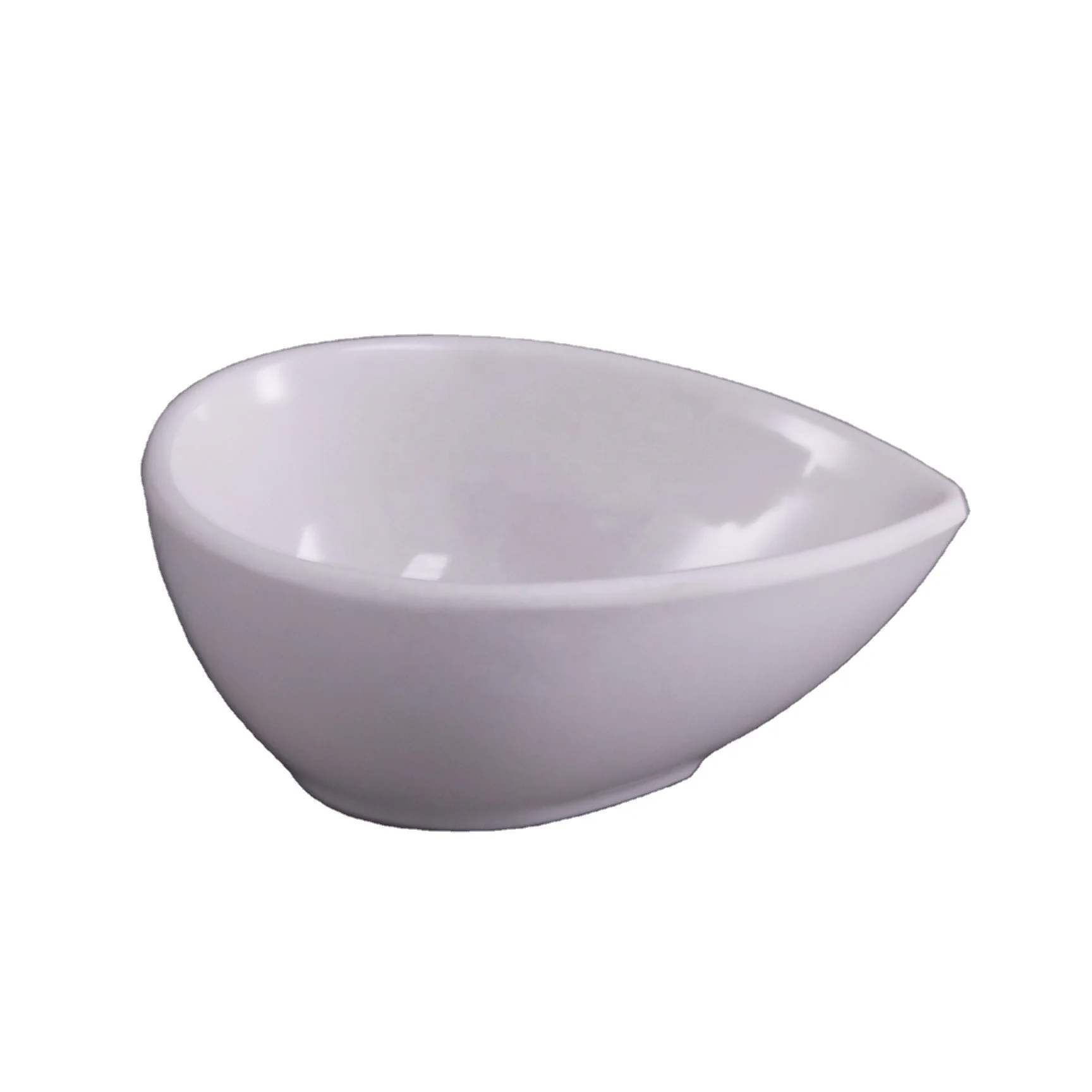 Hot Selling  White Color Drop Shape A1 Melamine Sushi Sauce Dipping Dish High Quality Plastic Soy Sauce Dish