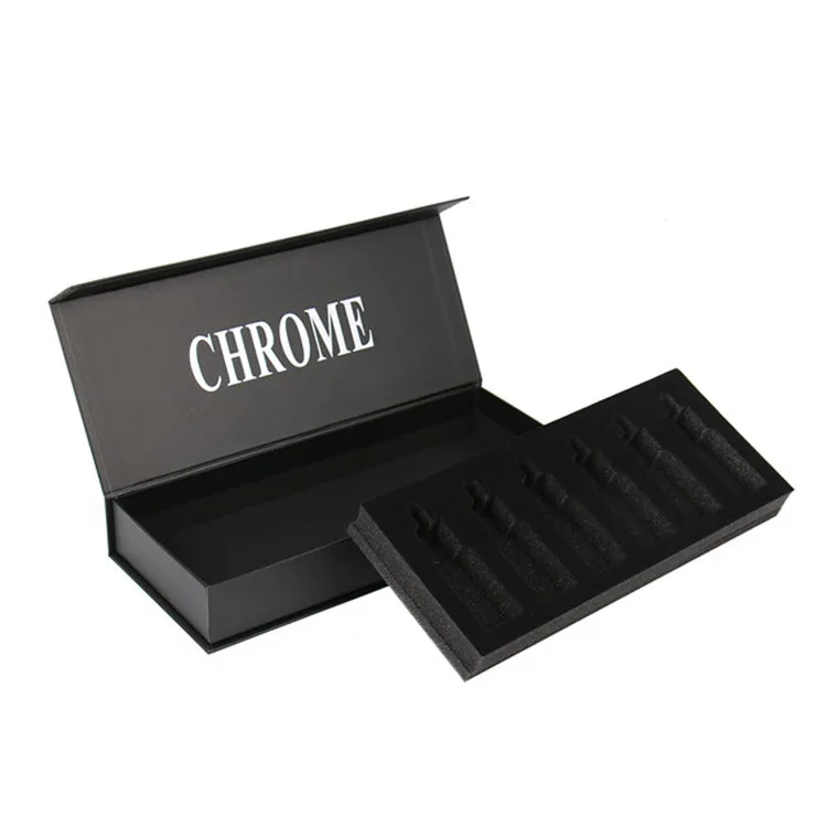 custom magnetic closure cosmetic gift 10ml CBD oil dropper glass perfume bottle set essential oil packaging box with foam tray