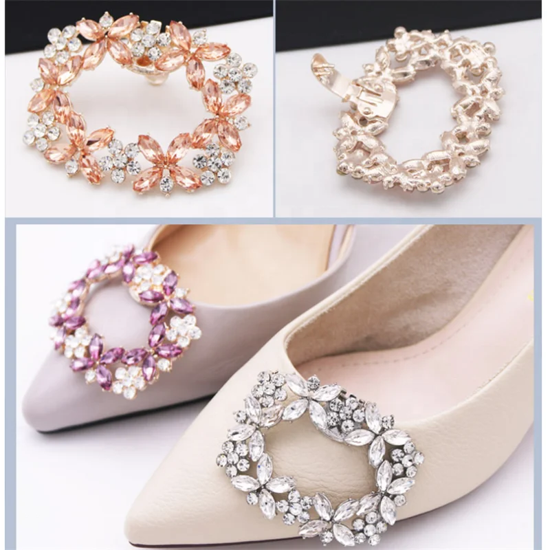 Fashion DIY alloy with bling rhinestone and eye glass shoe clip flower