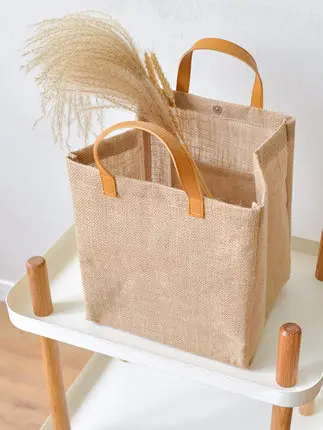 Chiterion Stylish Eco-Friendly Juco Jute Cotton Shopper Beach Tote Bag Custom Printed Logo For Women Girls Lady