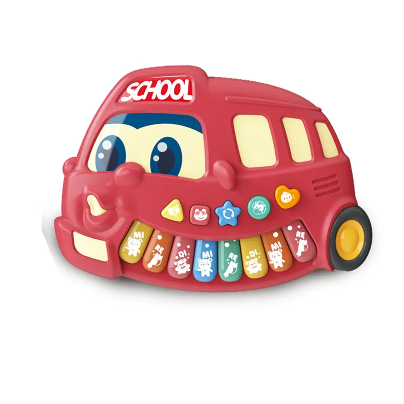 Kids Educational Musical Piano Toys Electric Cartoon Bus Organ With Light And Music