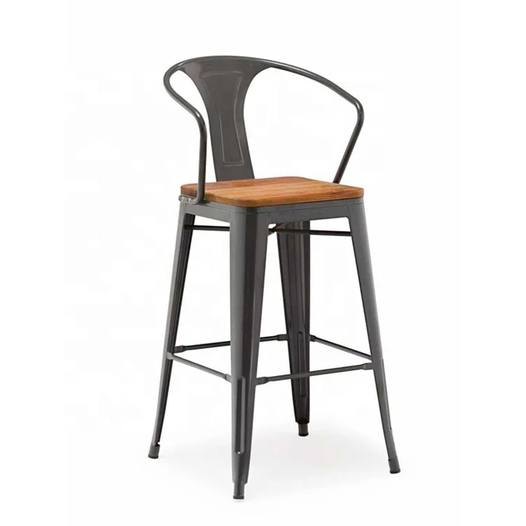 Vintage outdoor industrial simple retro high metal bar stool chair for restaurant and cafes