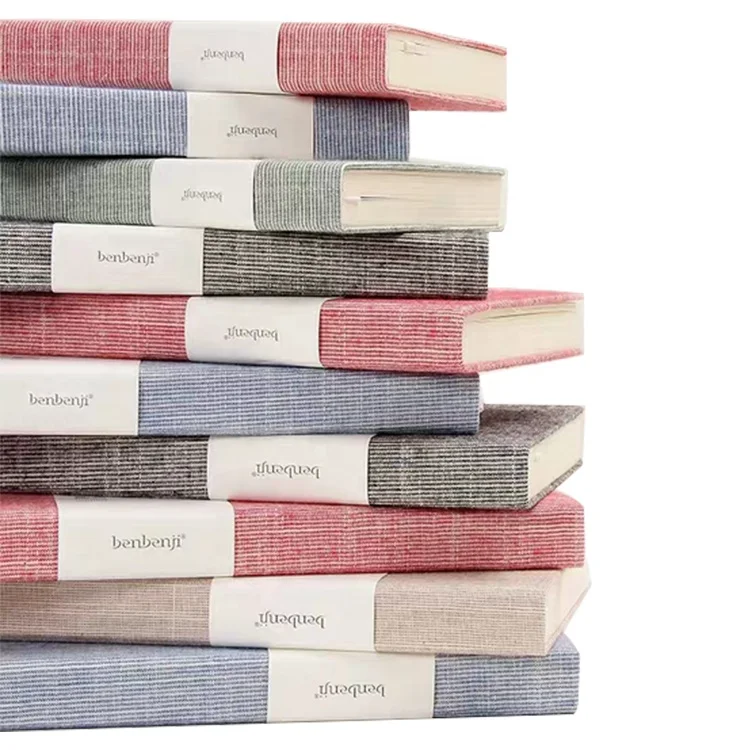 FSC Certified Eco Friendly Custom A5 Size Lined Linen Journal Cloth Fabric Cover Notebook