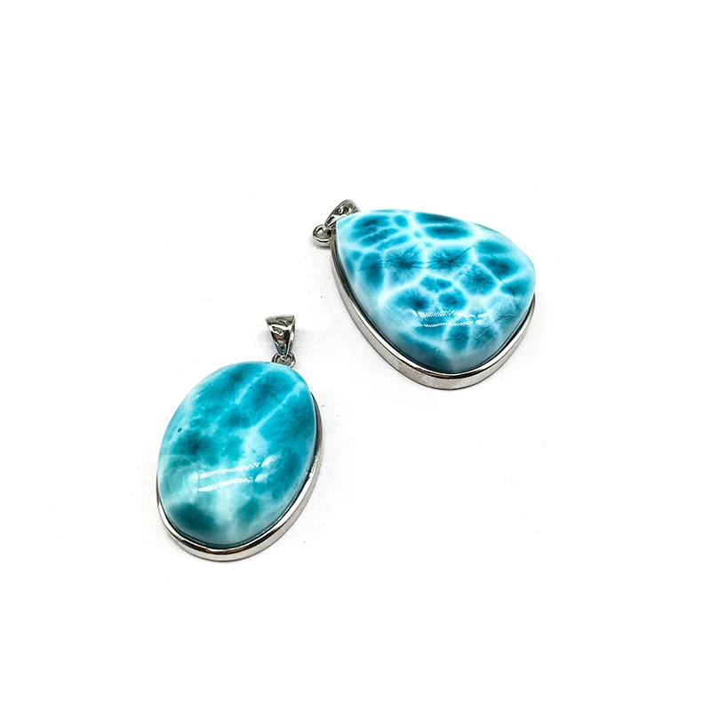 Wholesale Natural larimar pendants blue gemstone jewelry crystal pendants for home decoration and gifts