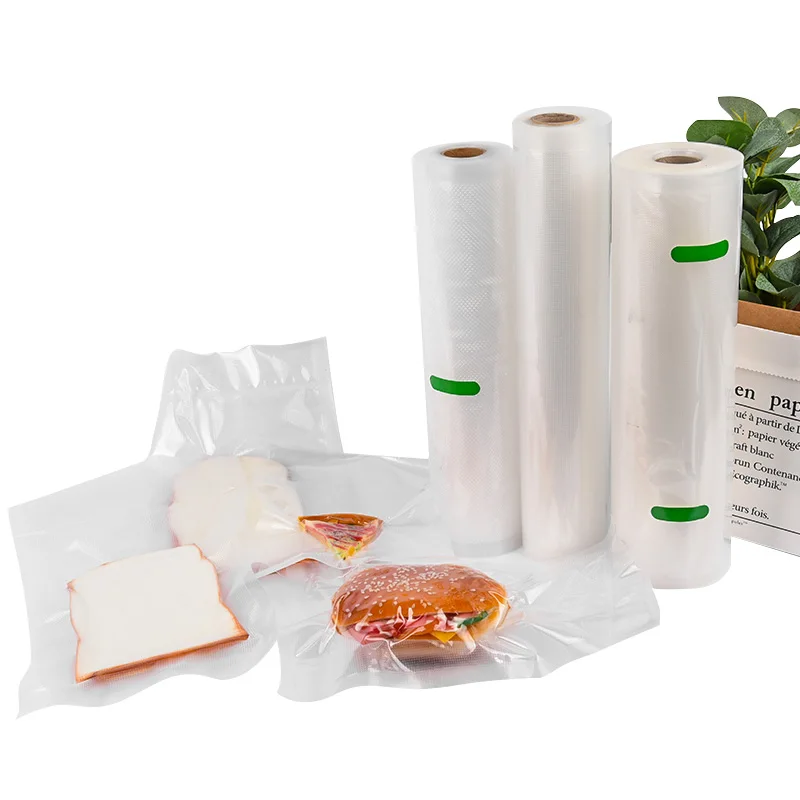 2024 Hot Selling Customized Transparent Embossed Nylon Free Heat Seal PE Plastic Vacuum Bread Food Packaging Bag