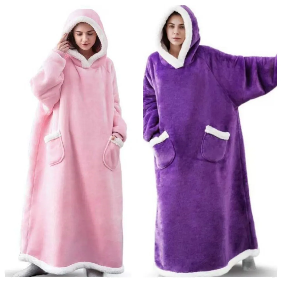 New Products Nature Super Warm Oversized Wearable Hoodie Sherpa Fleece Hooded Blanket