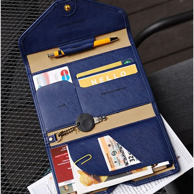 Wholesale Travel Wallet Family Zipper Large Multi Plain Saffiano Pu Leather Fancy Cheapest Passport Holder