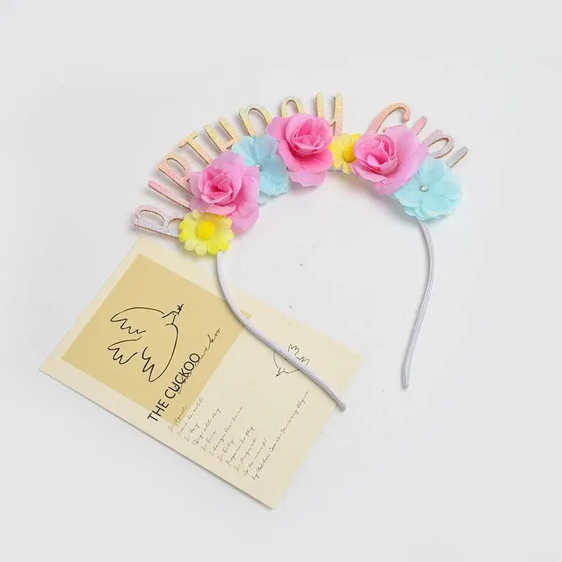 Creative Happy Birthday Letter Headband Children Cute Headband Party Hair Accessories Color Simulation Flower Led Easter 10 Pcs