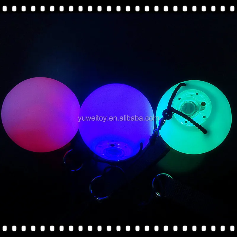 Battery Operation Colorful Lamp Pressure Reducing Squeezing with Cable Health Sports Training LED Toy Poi Ball 2