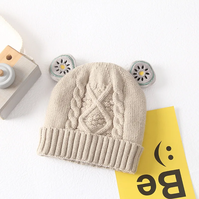 Latest design wholesale knit hat with ear newborn beanies multi -color baby bonnet hat