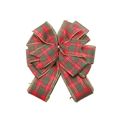 Проводной тканый бант из ленты в клетку, Рождественское украшение на заказ