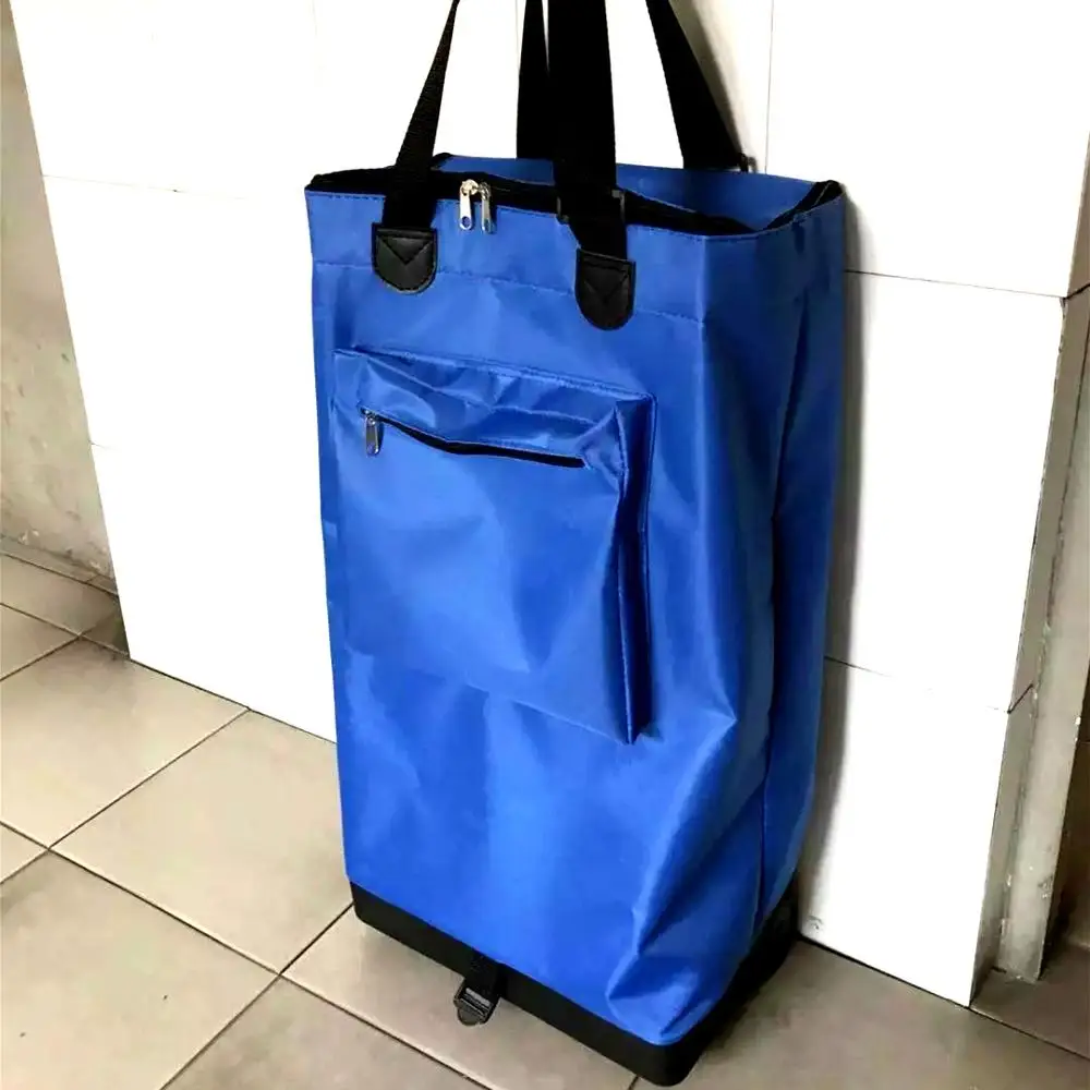 Polyester custom logo promotional travelling folding bags luggage trolley shopping bag