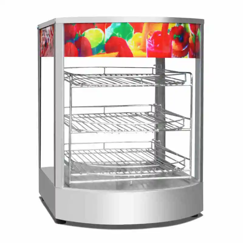 High Quality Stainless Steel Glass Chicken Sausage Display Warming Showcase Electric Table Top Food Warmer For Fast Food