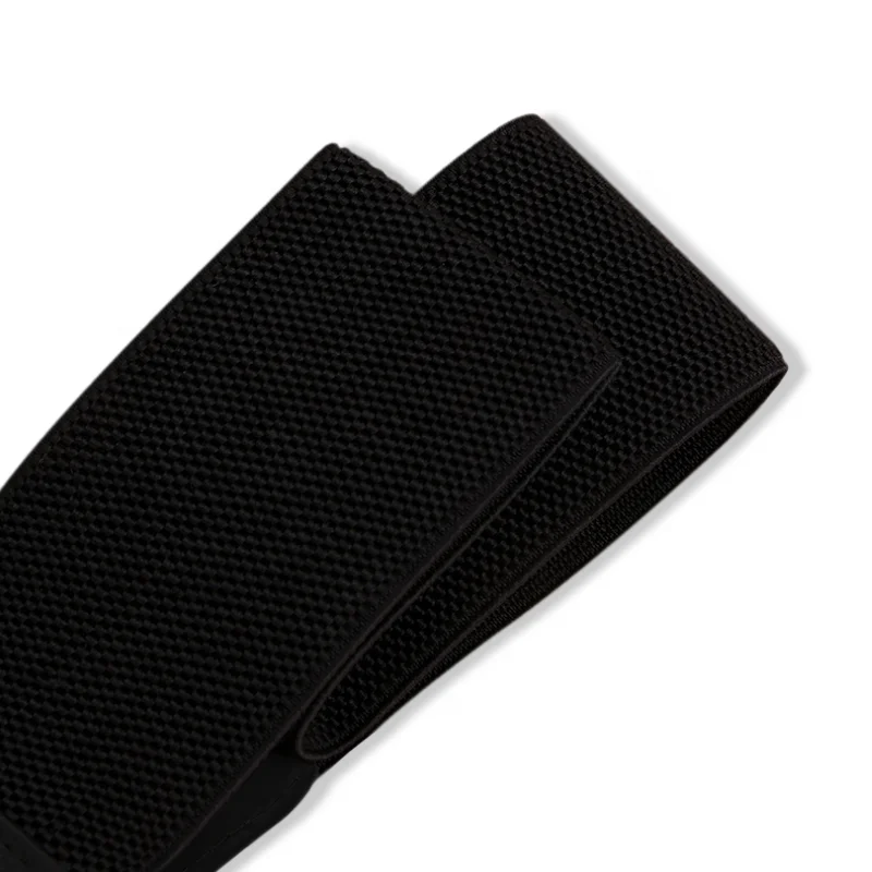 Fashion Ladies Embellished Rhinestone PU Leather Weave Fabric Wide Elastic Belt with Pearl