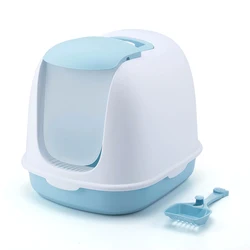 Wholesale plastic large luxury pet toilet cleaning manual cat litter box enclosed front entry odor assistant cats toilet