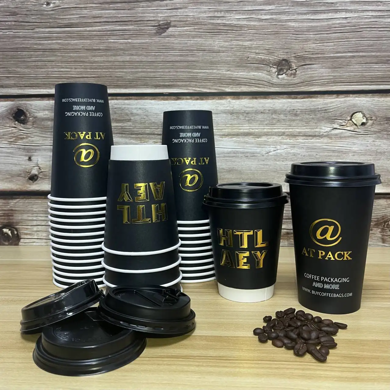 Custom Logo Food Grade Kraft 4 oz 8oz 10oz 12oz 16oz Recyclable Disposable Double Wall Hot Cafe Coffee Paper Cup With Lid