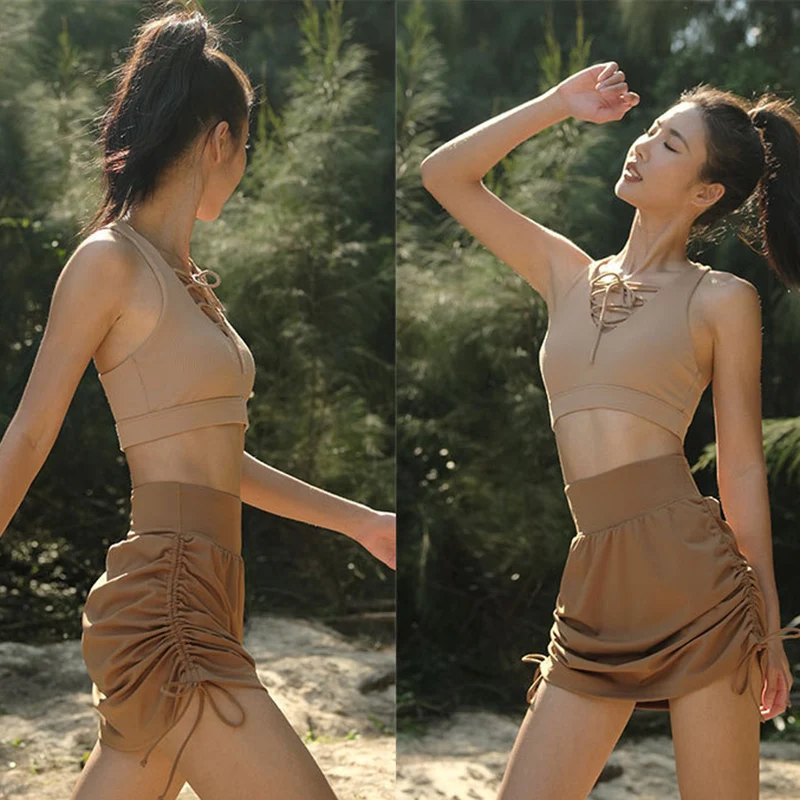 Summer Lace Up Sexy Sctive Sports Bra Herringbone Vest Yoga Suit Push Up Running Quick Drying Women Yoga Vest