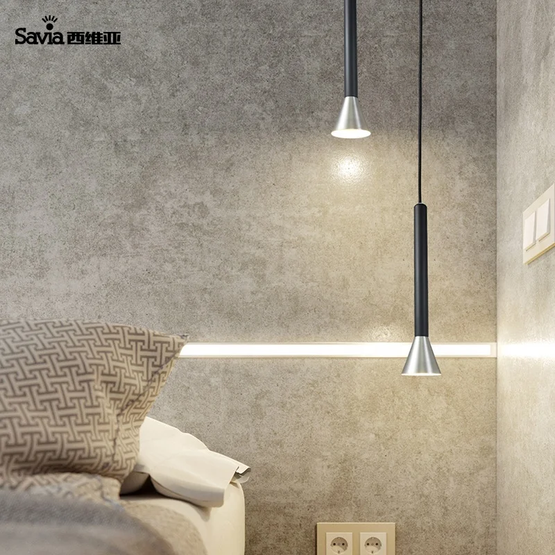 Savia 5W COB LED Hanging Lamp Mini Style Copper Brushed Steel Finish Aluminum Housing Chandelier Slim Pendant Light