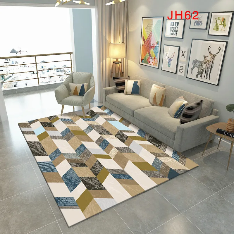 Cheapest price anti-slip 100% polyester printing geometrical tianjin modern design washable area floor rug