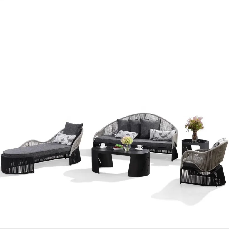 Modern Leisure Rattan Rope Garden Outdoor Furniture Aluminium Patio Furniture Sofa Set
