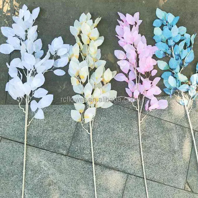 Factory Wholesale Silk Plants Leaves White Artificial Silk Greenery Leaves For Wedding Events Decor