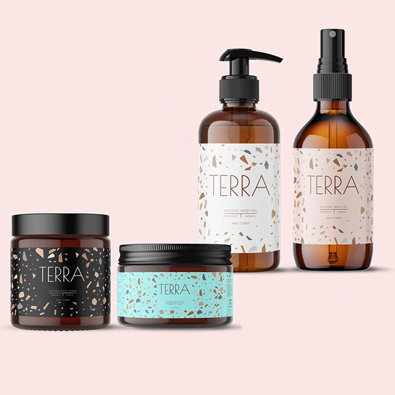 Custom Printed Cosmetic Glassy Plastic Jar Bottle Makeup Product Packaging Adhesive Paper Logo Label Sticker