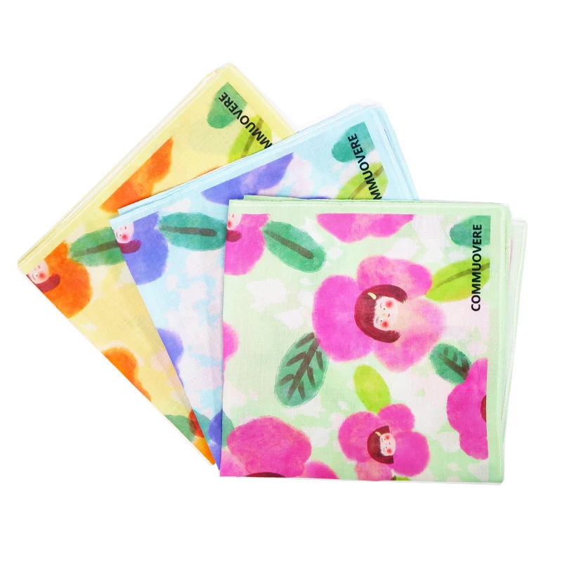 Фабрика OEM, носовой платок из полиэстера, винтажный носовой платок с принтом на заказ