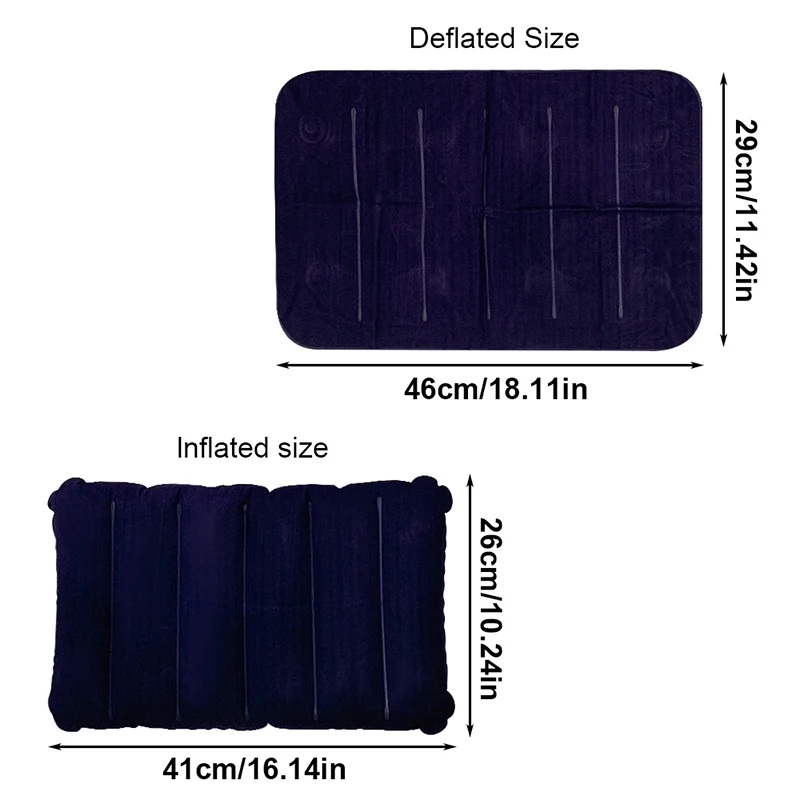 Custom Ultralight Inflatable Camping Pillow Small Squared Flocked Fabric Air Pillow for Hiking Camping