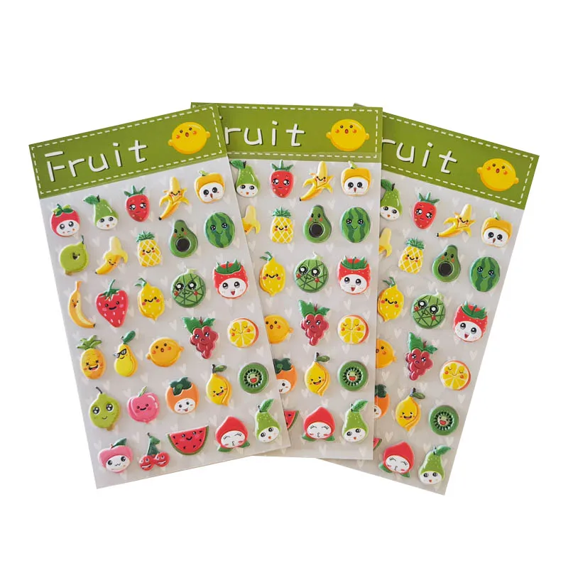 Cute Fruits Stickers Factory Direct Sales 3D Cartoon Puffy Stickers For Kids