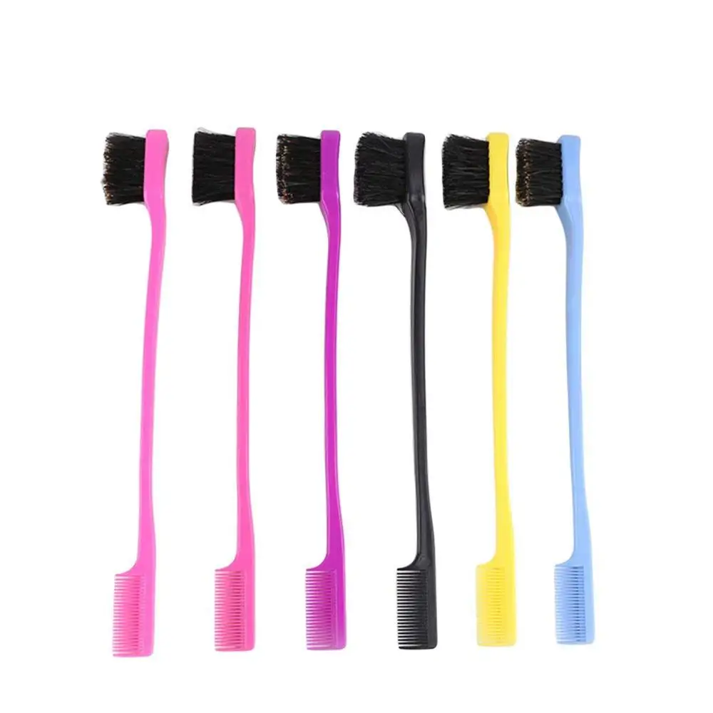 2019 Hot Selling Professional Custom Hairdressing Plastic Double Sided Hair Edge Control Comb and Brush Edge Brush for Hair