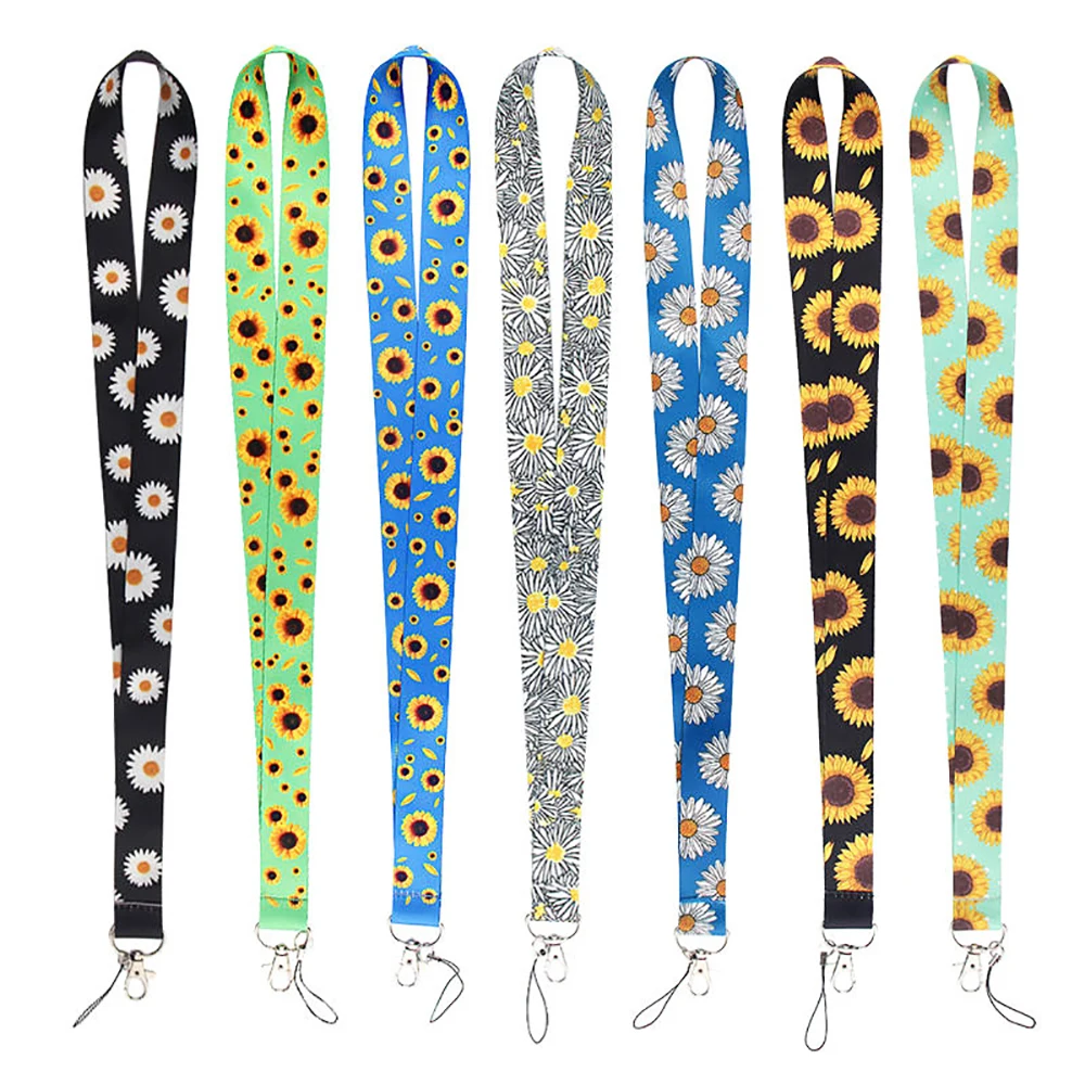 for with Sunflower Gifts Keychain Woven Neck Nurse Phone Sublimated Printed Logo Detachable Breakaway Polyester Custom Lanyard