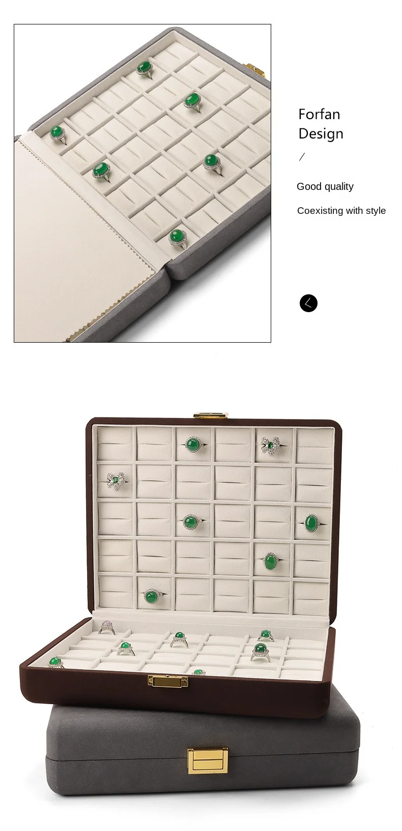 Green Luxury Storage Leather Organizer Eco Friendly Ring Stackable Wood Red Jewelry Display Trays With Lid