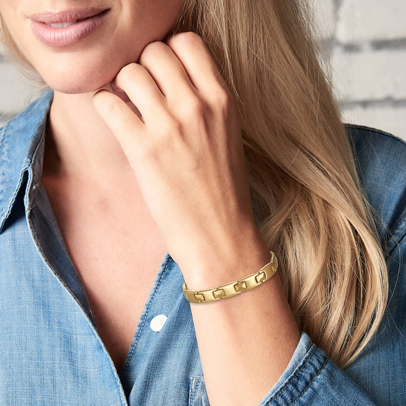 Energinox Gold plated Magnetic Health Power Pure Titanium And Tourmaline Japan Germanium Bracelet