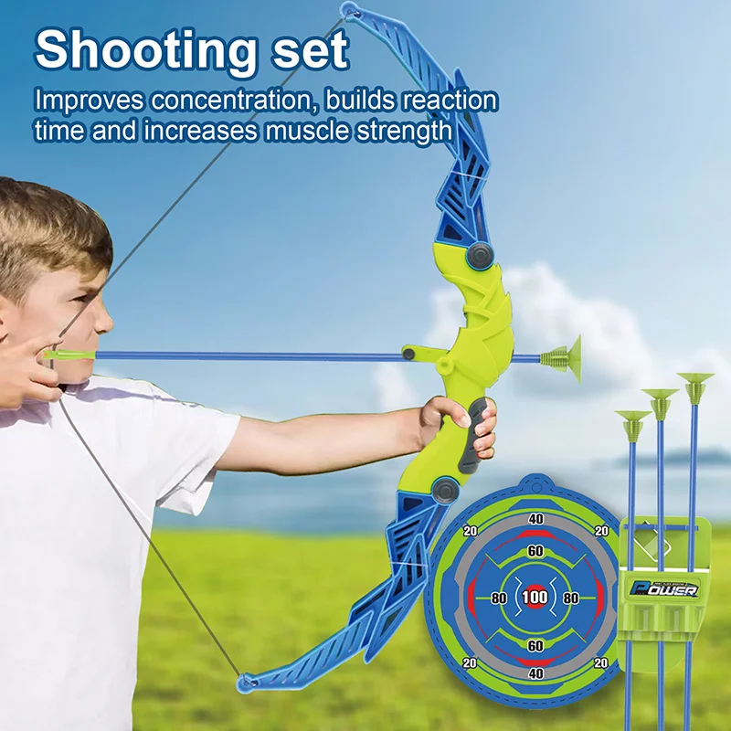 Blue Pink Bow and Arrow Target Set Toys Outdoor Sport Archery Shooting Toys for Boys and Girls