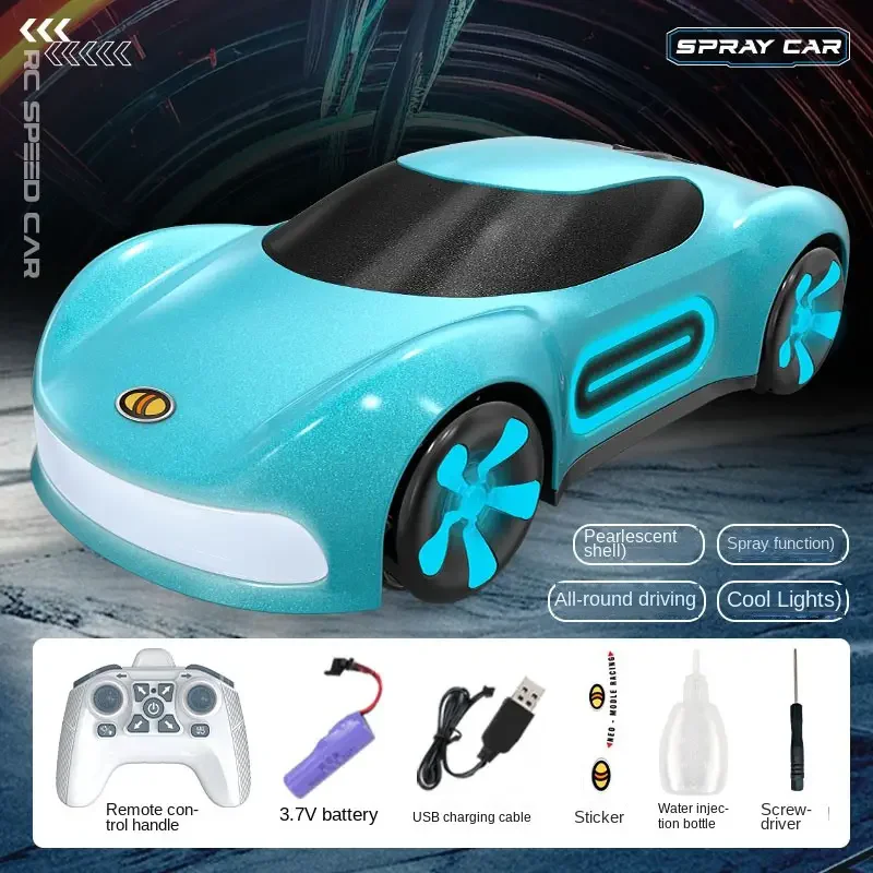 1/16 spray car with light slant rotate horizontal drift stunt rc remote control high speed toy