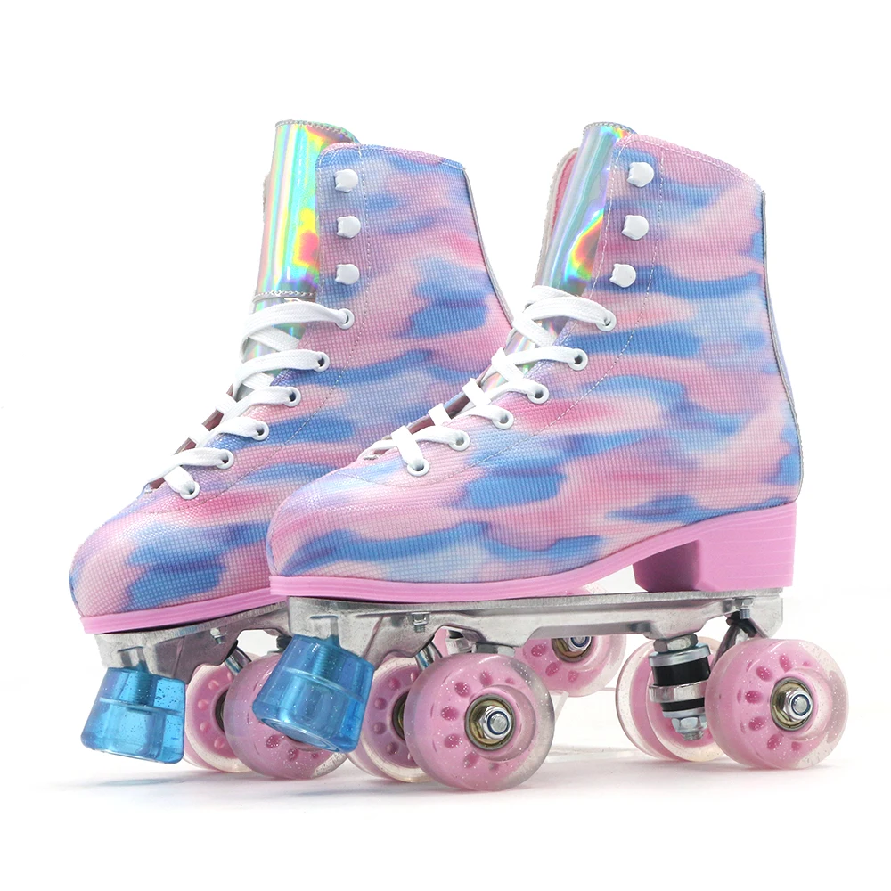 Newest Quad Wheels Deformation Retractable Rollers Double-row Kids 4 PU Wheel Skates Youth Deformed Kick Out Roller Skate Shoes