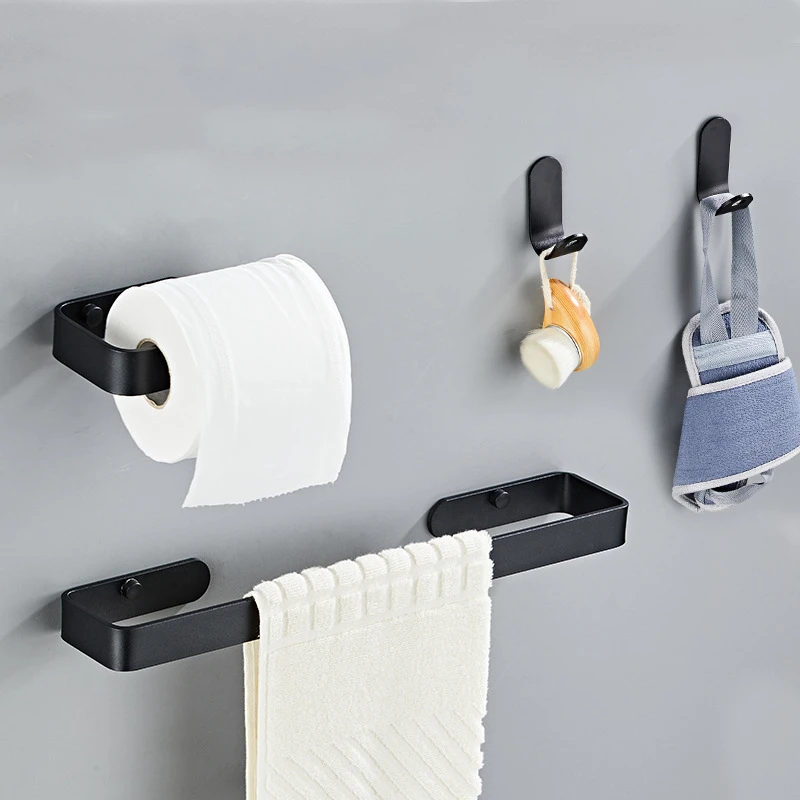 5 pieces Sets :alumimum Black Bathroom Hardware Set Towel Bar Wall Mounted Bathroom Accessories Set