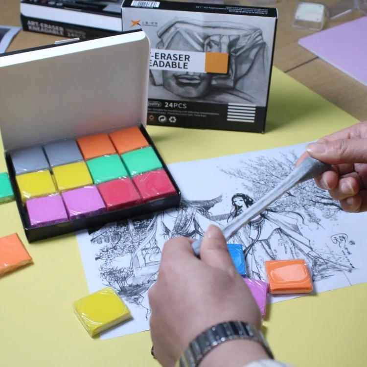 Factory Cheaper  Flexible Sketch Kneaded Rubber Custom Kneadable Eraser Drawing Art Eraser for Kids