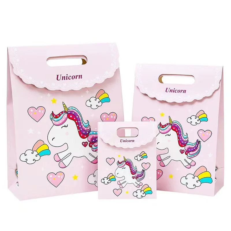 Animal Theme unicorn Kids Birthday Party Supplies Custom Unicorn Design Sweet Gift Candy Paper bags