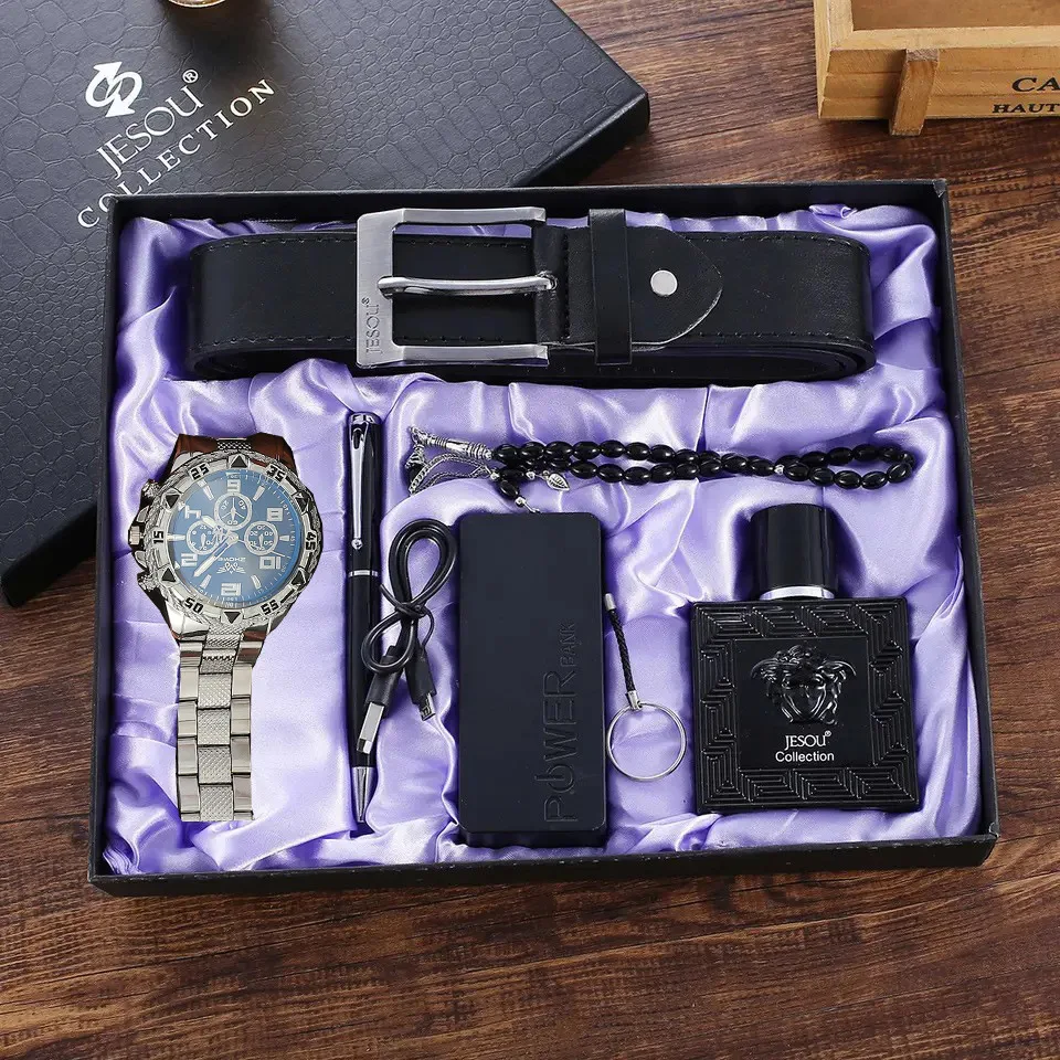 Wholesale Luxury 4 PCS Watch Gift Set Quartz Leather Men Watch Set Belt Watch And Wallet Set For Men