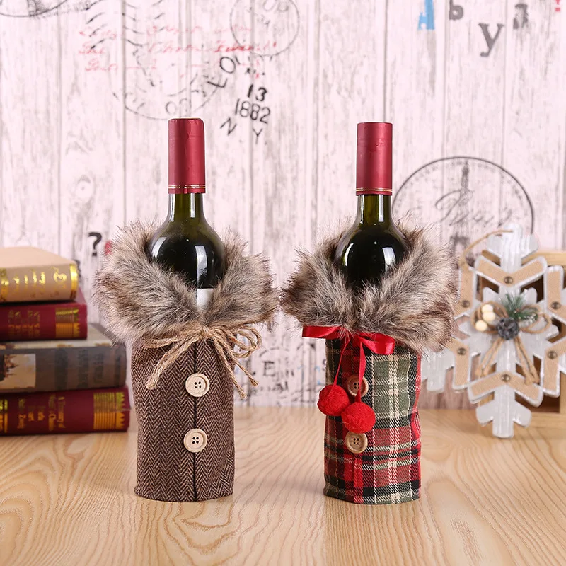 Wholesale Christmas Wine Bottle Cover Merry Christmas Bottle Cover Ornaments Gifts Lattice Wine Bottle Cover Bag