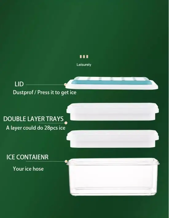 Amazon kitchen gadgets icecream tools 38 grids double layer ice cube tray mould with lid and spoon ice ball maker