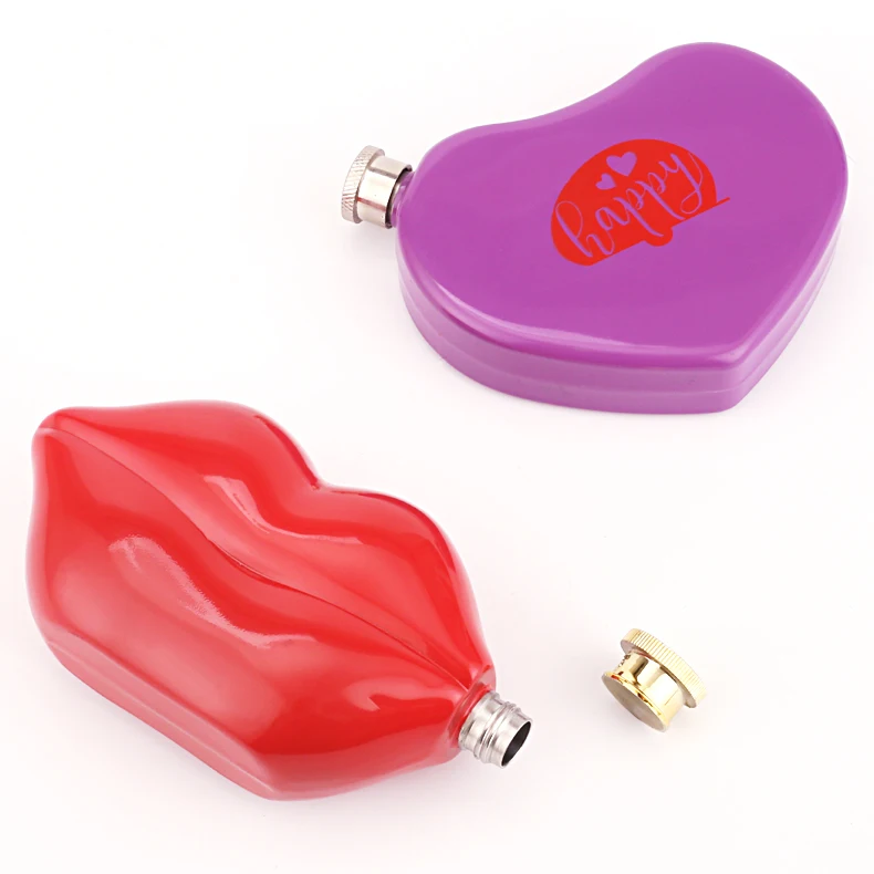 red lip shape hip flask