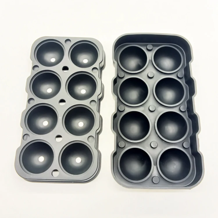 Ice Ball Cube Maker Mold Trays Custom Logo Round Ice Cream Mould Silicone Ice Cube Tray With Lid