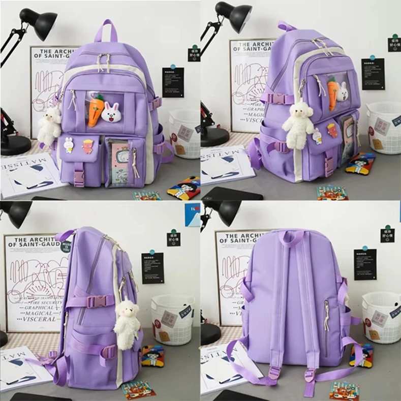 2025 New design fashion 5 pcs set girls bags school backpacks set for teens